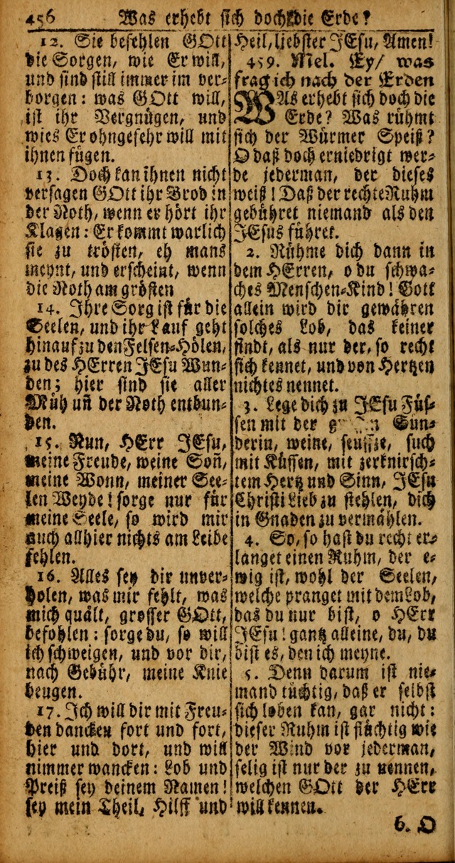 Das Kleine Davidische Psalterspiel der Kinder Zions von alten und neuen auserlesenen Geistes-Gesängen allen wahren heyls-begierigen Säuglingen der Weisheit, insonderheit aber denen Gemeinden des Herrn page 456