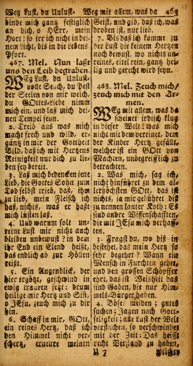 Das Kleine Davidische Psalterspiel der Kinder Zions von alten und neuen auserlesenen Geistes-Gesängen allen wahren heyls-begierigen Säuglingen der Weisheit, insonderheit aber denen Gemeinden des Herrn page 463