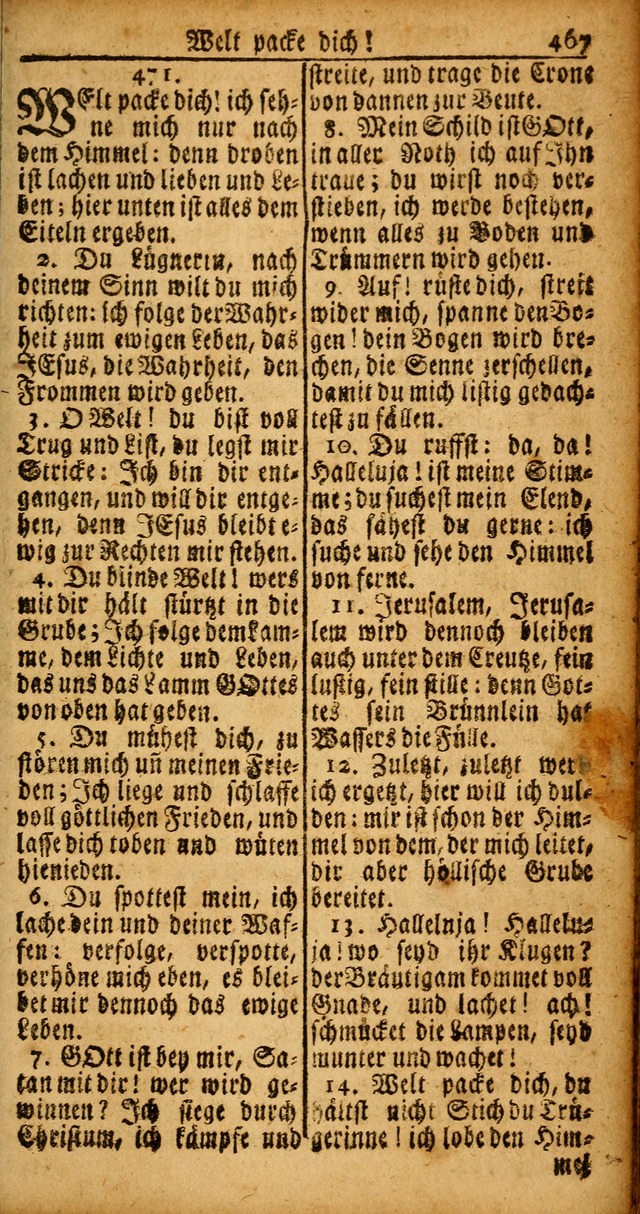 Das Kleine Davidische Psalterspiel der Kinder Zions von alten und neuen auserlesenen Geistes-Gesängen allen wahren heyls-begierigen Säuglingen der Weisheit, insonderheit aber denen Gemeinden des Herrn page 467