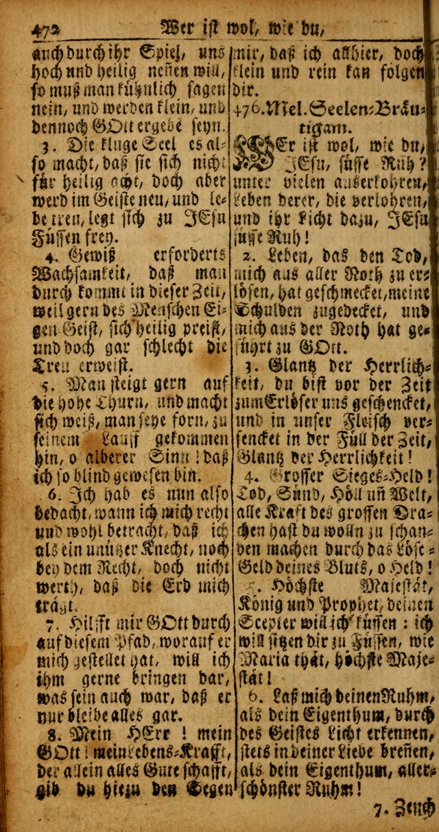 Das Kleine Davidische Psalterspiel der Kinder Zions von alten und neuen auserlesenen Geistes-Gesängen allen wahren heyls-begierigen Säuglingen der Weisheit, insonderheit aber denen Gemeinden des Herrn page 472