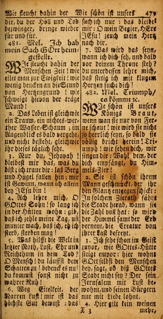 Das Kleine Davidische Psalterspiel der Kinder Zions von alten und neuen auserlesenen Geistes-Gesängen allen wahren heyls-begierigen Säuglingen der Weisheit, insonderheit aber denen Gemeinden des Herrn page 479