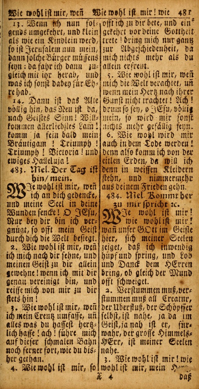 Das Kleine Davidische Psalterspiel der Kinder Zions von alten und neuen auserlesenen Geistes-Gesängen allen wahren heyls-begierigen Säuglingen der Weisheit, insonderheit aber denen Gemeinden des Herrn page 481