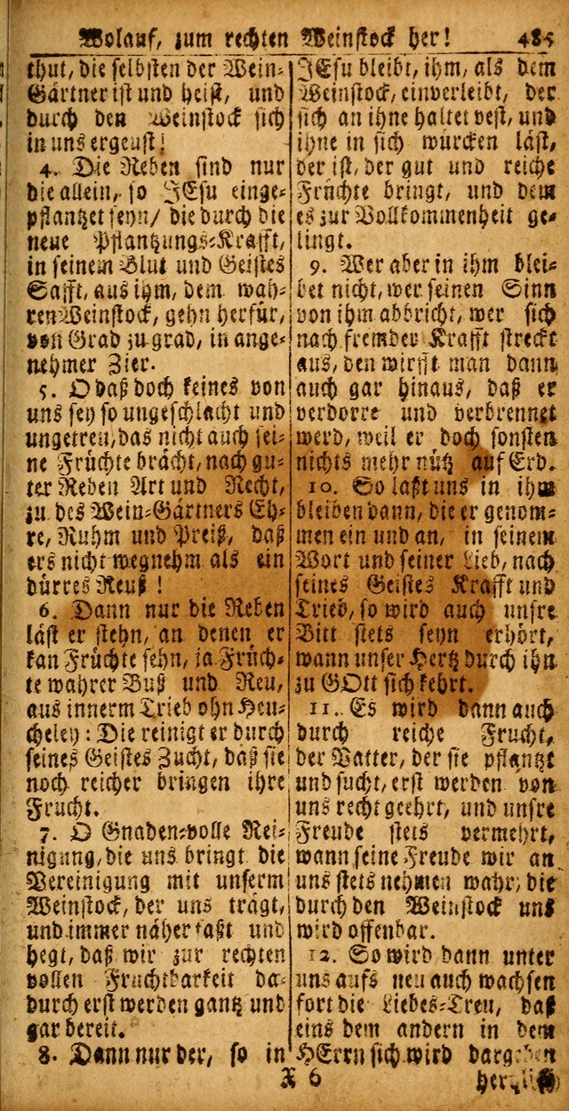 Das Kleine Davidische Psalterspiel der Kinder Zions von alten und neuen auserlesenen Geistes-Gesängen allen wahren heyls-begierigen Säuglingen der Weisheit, insonderheit aber denen Gemeinden des Herrn page 485