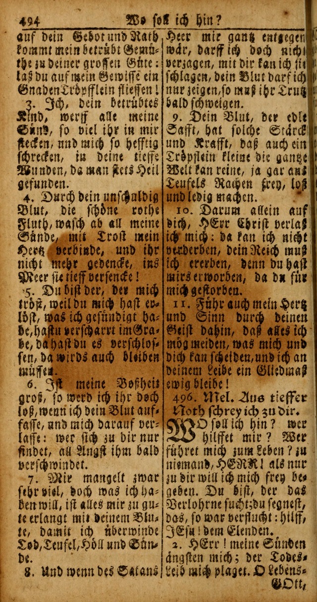 Das Kleine Davidische Psalterspiel der Kinder Zions von alten und neuen auserlesenen Geistes-Gesängen allen wahren heyls-begierigen Säuglingen der Weisheit, insonderheit aber denen Gemeinden des Herrn page 494