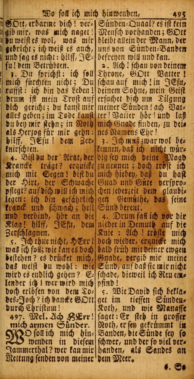 Das Kleine Davidische Psalterspiel der Kinder Zions von alten und neuen auserlesenen Geistes-Gesängen allen wahren heyls-begierigen Säuglingen der Weisheit, insonderheit aber denen Gemeinden des Herrn page 495