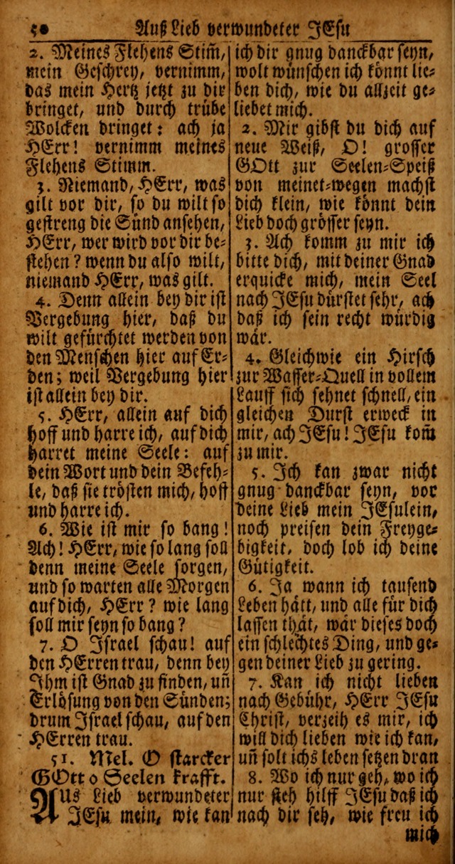 Das Kleine Davidische Psalterspiel der Kinder Zions von alten und neuen auserlesenen Geistes-Gesängen allen wahren heyls-begierigen Säuglingen der Weisheit, insonderheit aber denen Gemeinden des Herrn page 50