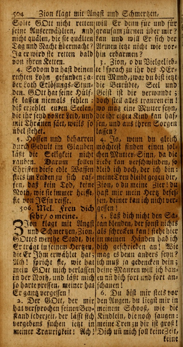 Das Kleine Davidische Psalterspiel der Kinder Zions von alten und neuen auserlesenen Geistes-Gesängen allen wahren heyls-begierigen Säuglingen der Weisheit, insonderheit aber denen Gemeinden des Herrn page 504