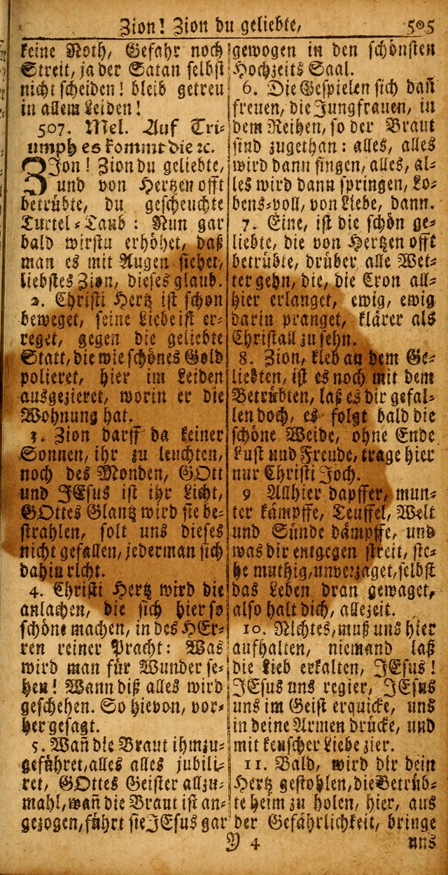 Das Kleine Davidische Psalterspiel der Kinder Zions von alten und neuen auserlesenen Geistes-Gesängen allen wahren heyls-begierigen Säuglingen der Weisheit, insonderheit aber denen Gemeinden des Herrn page 505