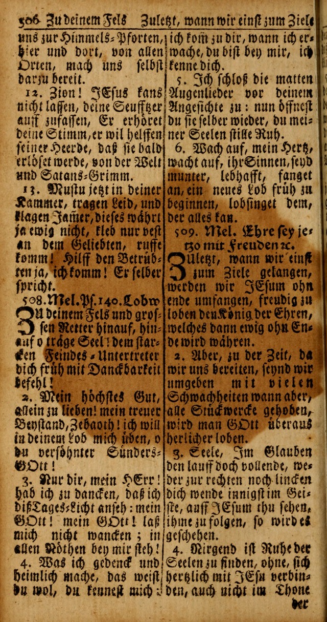 Das Kleine Davidische Psalterspiel der Kinder Zions von alten und neuen auserlesenen Geistes-Gesängen allen wahren heyls-begierigen Säuglingen der Weisheit, insonderheit aber denen Gemeinden des Herrn page 506