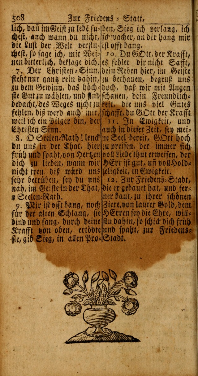 Das Kleine Davidische Psalterspiel der Kinder Zions von alten und neuen auserlesenen Geistes-Gesängen allen wahren heyls-begierigen Säuglingen der Weisheit, insonderheit aber denen Gemeinden des Herrn page 508