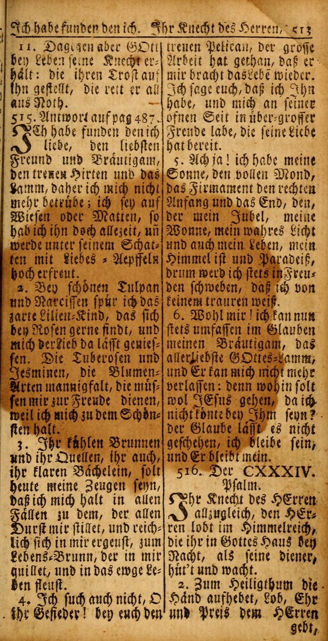 Das Kleine Davidische Psalterspiel der Kinder Zions von alten und neuen auserlesenen Geistes-Gesängen allen wahren heyls-begierigen Säuglingen der Weisheit, insonderheit aber denen Gemeinden des Herrn page 513