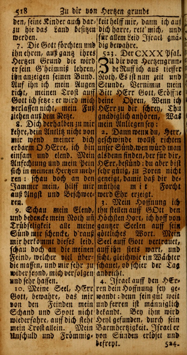 Das Kleine Davidische Psalterspiel der Kinder Zions von alten und neuen auserlesenen Geistes-Gesängen allen wahren heyls-begierigen Säuglingen der Weisheit, insonderheit aber denen Gemeinden des Herrn page 518