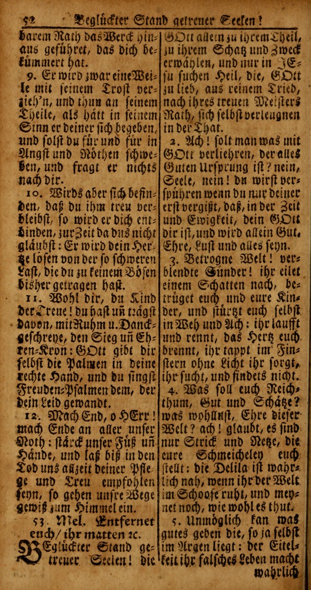 Das Kleine Davidische Psalterspiel der Kinder Zions von alten und neuen auserlesenen Geistes-Gesängen allen wahren heyls-begierigen Säuglingen der Weisheit, insonderheit aber denen Gemeinden des Herrn page 52