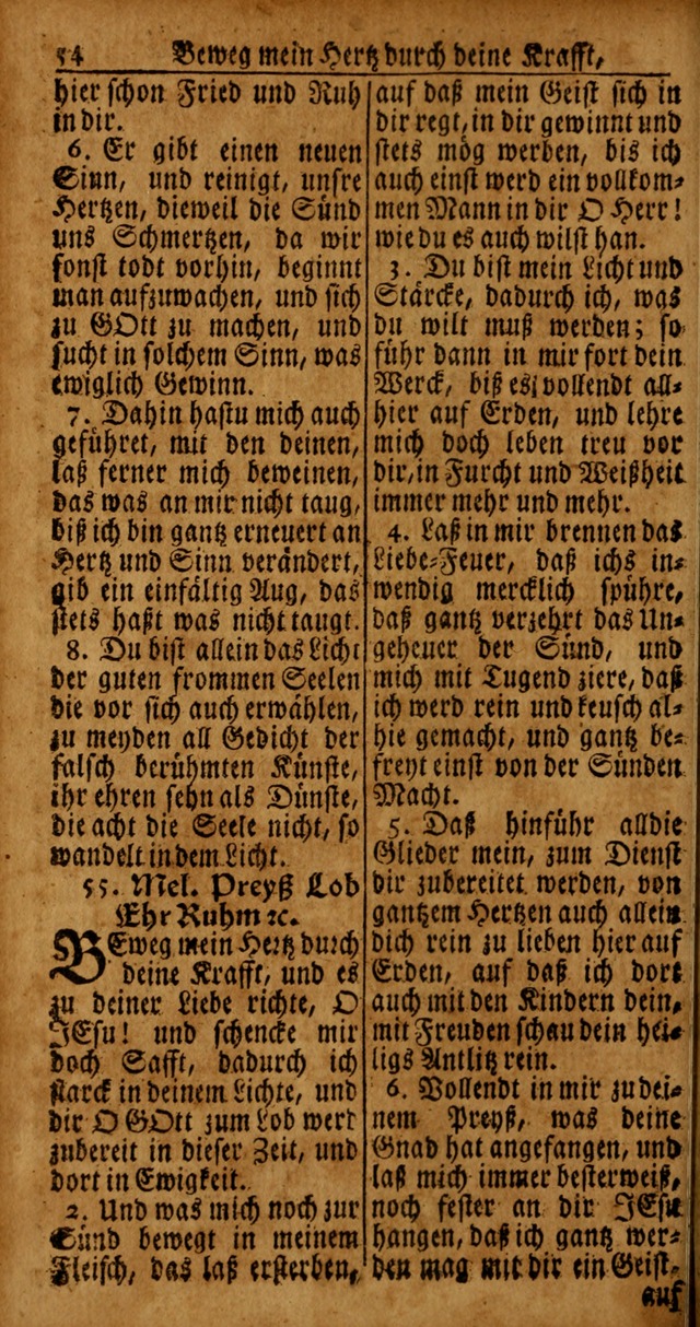 Das Kleine Davidische Psalterspiel der Kinder Zions von alten und neuen auserlesenen Geistes-Gesängen allen wahren heyls-begierigen Säuglingen der Weisheit, insonderheit aber denen Gemeinden des Herrn page 54