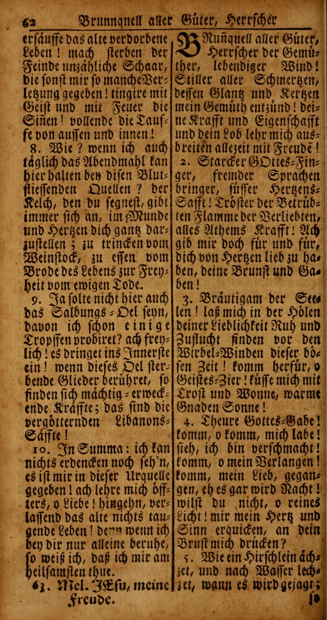 Das Kleine Davidische Psalterspiel der Kinder Zions von alten und neuen auserlesenen Geistes-Gesängen allen wahren heyls-begierigen Säuglingen der Weisheit, insonderheit aber denen Gemeinden des Herrn page 62