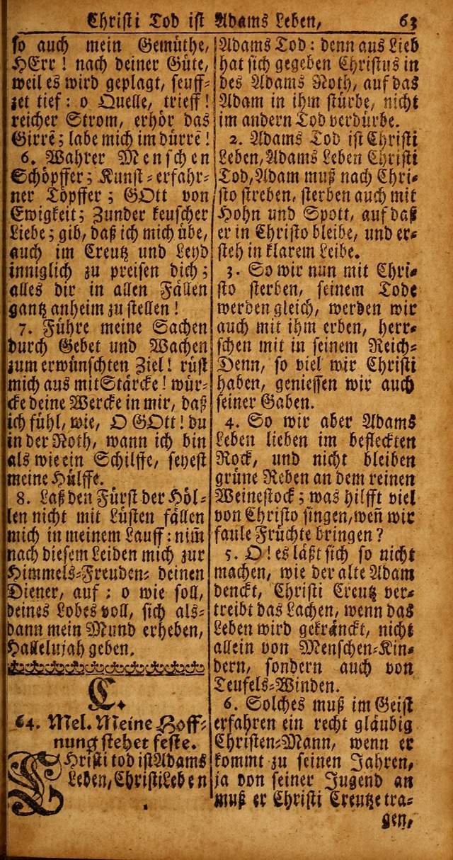 Das Kleine Davidische Psalterspiel der Kinder Zions von alten und neuen auserlesenen Geistes-Gesängen allen wahren heyls-begierigen Säuglingen der Weisheit, insonderheit aber denen Gemeinden des Herrn page 63