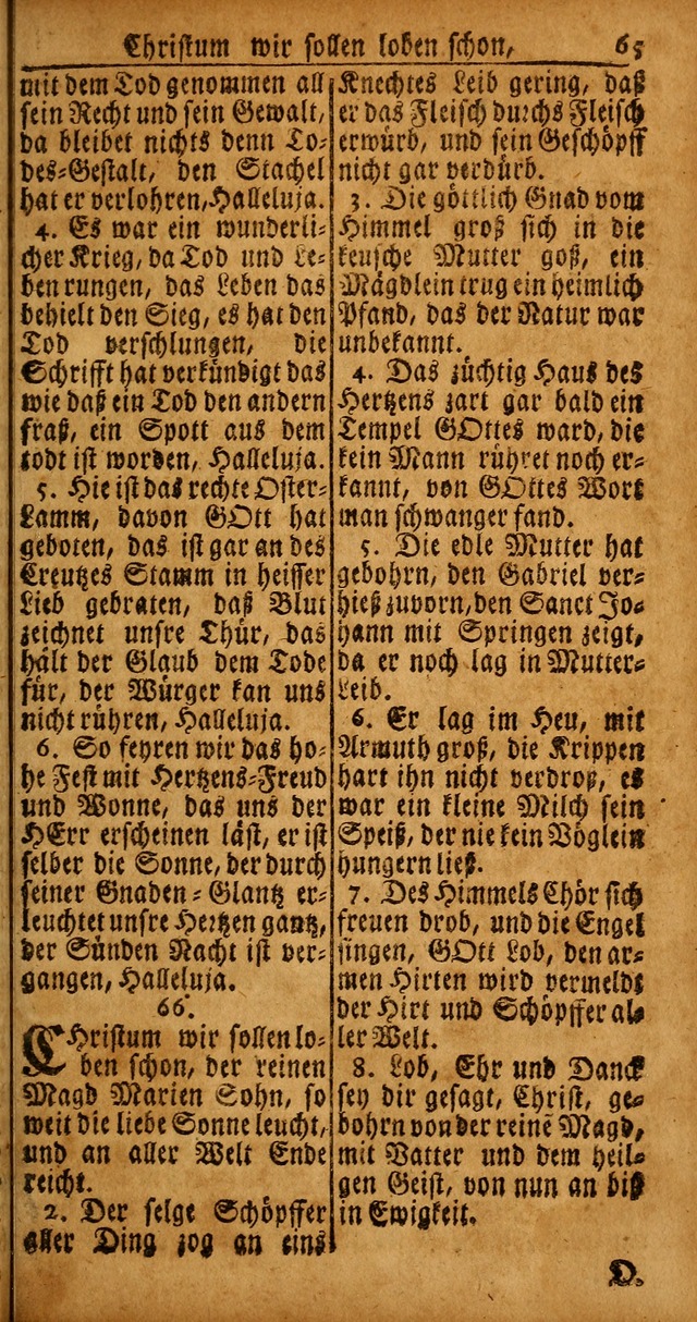 Das Kleine Davidische Psalterspiel der Kinder Zions von alten und neuen auserlesenen Geistes-Gesängen allen wahren heyls-begierigen Säuglingen der Weisheit, insonderheit aber denen Gemeinden des Herrn page 65