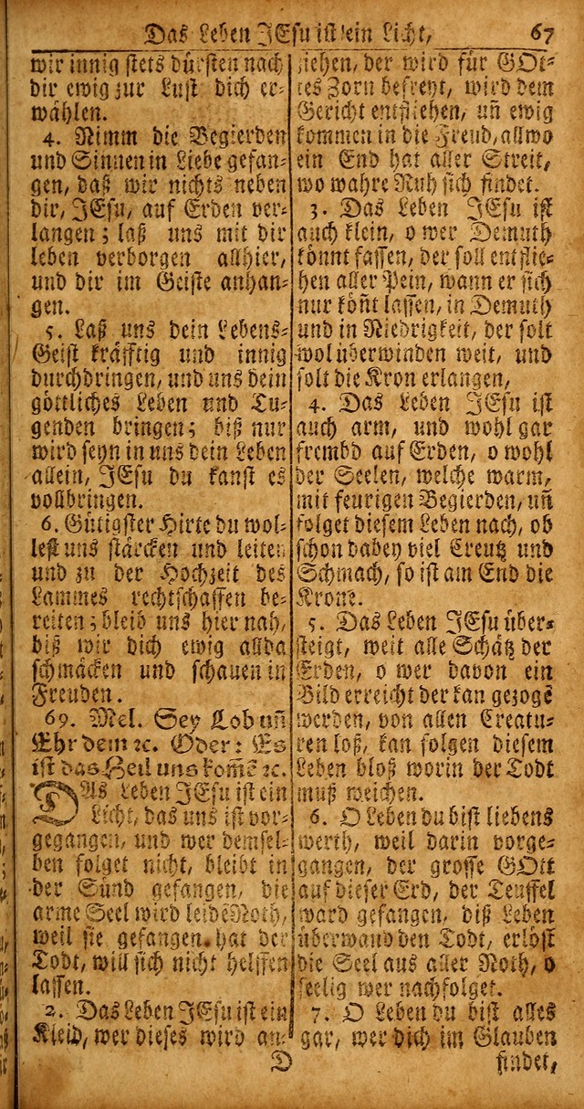 Das Kleine Davidische Psalterspiel der Kinder Zions von alten und neuen auserlesenen Geistes-Gesängen allen wahren heyls-begierigen Säuglingen der Weisheit, insonderheit aber denen Gemeinden des Herrn page 67