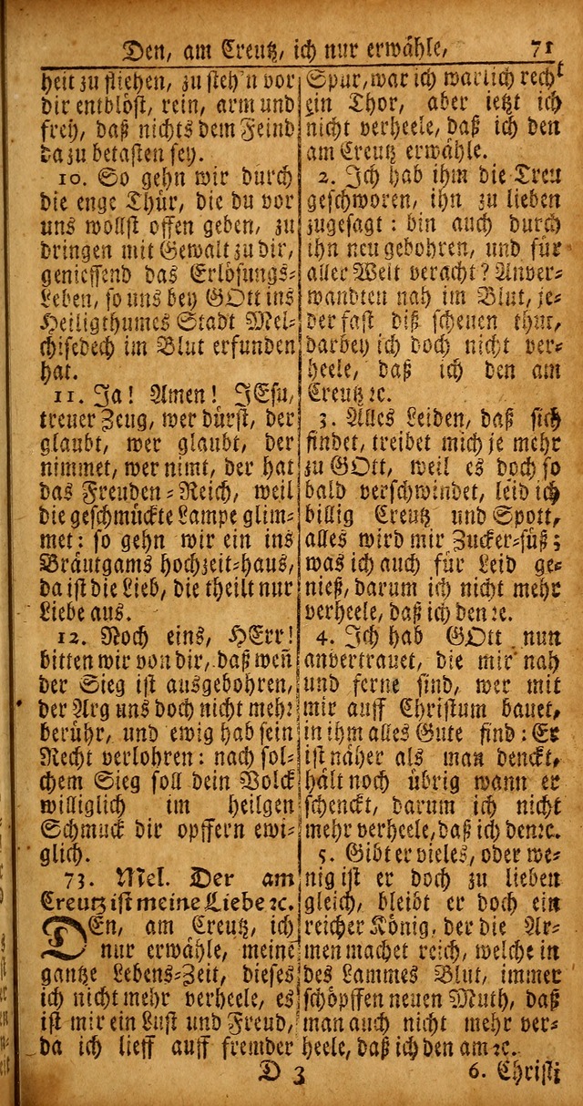 Das Kleine Davidische Psalterspiel der Kinder Zions von alten und neuen auserlesenen Geistes-Gesängen allen wahren heyls-begierigen Säuglingen der Weisheit, insonderheit aber denen Gemeinden des Herrn page 71