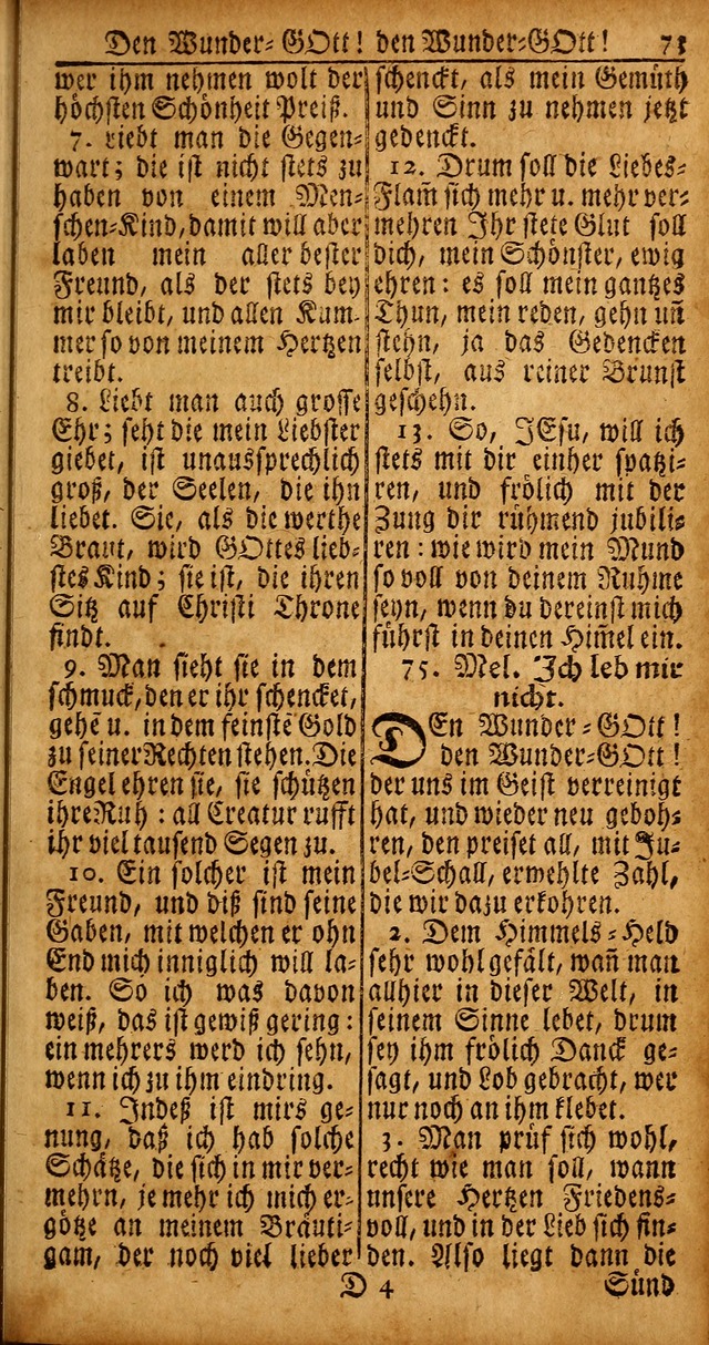 Das Kleine Davidische Psalterspiel der Kinder Zions von alten und neuen auserlesenen Geistes-Gesängen allen wahren heyls-begierigen Säuglingen der Weisheit, insonderheit aber denen Gemeinden des Herrn page 73