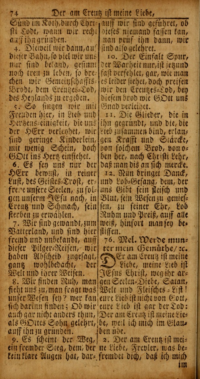 Das Kleine Davidische Psalterspiel der Kinder Zions von alten und neuen auserlesenen Geistes-Gesängen allen wahren heyls-begierigen Säuglingen der Weisheit, insonderheit aber denen Gemeinden des Herrn page 74