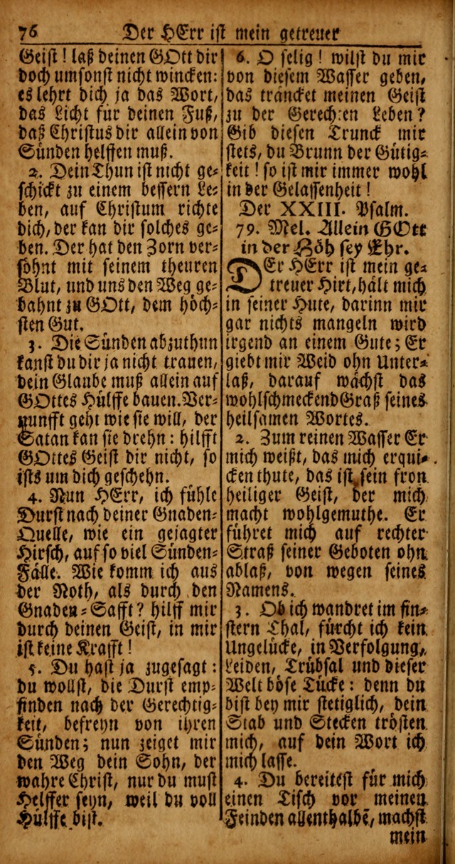 Das Kleine Davidische Psalterspiel der Kinder Zions von alten und neuen auserlesenen Geistes-Gesängen allen wahren heyls-begierigen Säuglingen der Weisheit, insonderheit aber denen Gemeinden des Herrn page 76