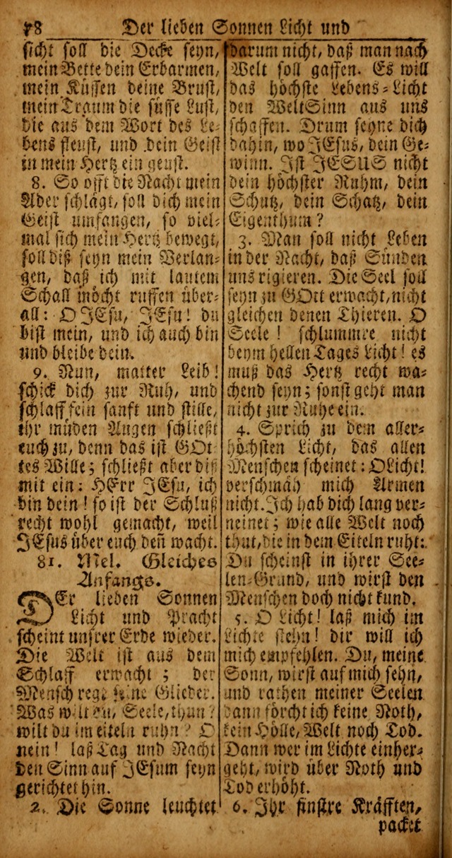 Das Kleine Davidische Psalterspiel der Kinder Zions von alten und neuen auserlesenen Geistes-Gesängen allen wahren heyls-begierigen Säuglingen der Weisheit, insonderheit aber denen Gemeinden des Herrn page 78