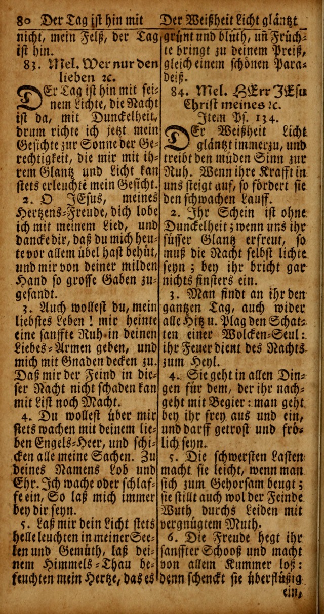 Das Kleine Davidische Psalterspiel der Kinder Zions von alten und neuen auserlesenen Geistes-Gesängen allen wahren heyls-begierigen Säuglingen der Weisheit, insonderheit aber denen Gemeinden des Herrn page 80