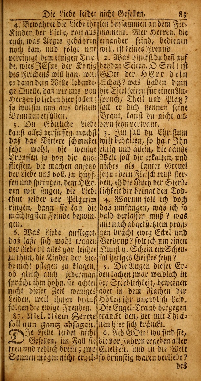 Das Kleine Davidische Psalterspiel der Kinder Zions von alten und neuen auserlesenen Geistes-Gesängen allen wahren heyls-begierigen Säuglingen der Weisheit, insonderheit aber denen Gemeinden des Herrn page 83