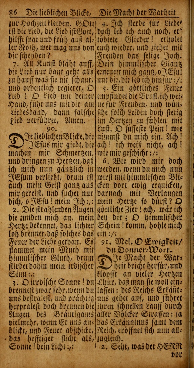 Das Kleine Davidische Psalterspiel der Kinder Zions von alten und neuen auserlesenen Geistes-Gesängen allen wahren heyls-begierigen Säuglingen der Weisheit, insonderheit aber denen Gemeinden des Herrn page 86