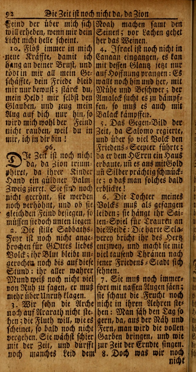 Das Kleine Davidische Psalterspiel der Kinder Zions von alten und neuen auserlesenen Geistes-Gesängen allen wahren heyls-begierigen Säuglingen der Weisheit, insonderheit aber denen Gemeinden des Herrn page 92