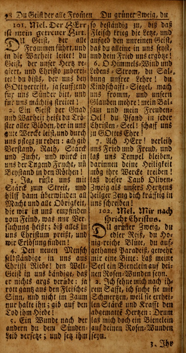 Das Kleine Davidische Psalterspiel der Kinder Zions von alten und neuen auserlesenen Geistes-Gesängen allen wahren heyls-begierigen Säuglingen der Weisheit, insonderheit aber denen Gemeinden des Herrn page 98