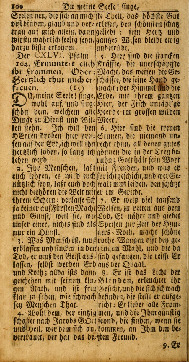 Das Kleine Davidische Psalterspiel der Kinder Zions: von alten und neuen auserlesenen Geistes-Gesängen allen wahren heuls-begierigen säuglingen der weisheit, infonderheit aber denen Gemeinden ... page 100