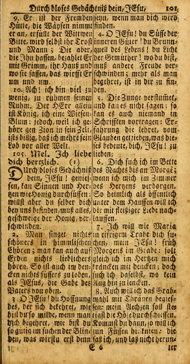 Das Kleine Davidische Psalterspiel der Kinder Zions: von alten und neuen auserlesenen Geistes-Gesängen allen wahren heuls-begierigen säuglingen der weisheit, infonderheit aber denen Gemeinden ... page 101