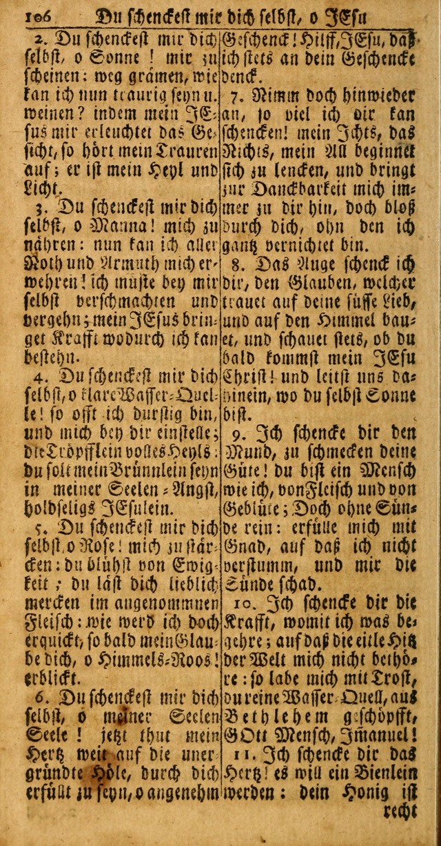 Das Kleine Davidische Psalterspiel der Kinder Zions: von alten und neuen auserlesenen Geistes-Gesängen allen wahren heuls-begierigen säuglingen der weisheit, infonderheit aber denen Gemeinden ... page 106