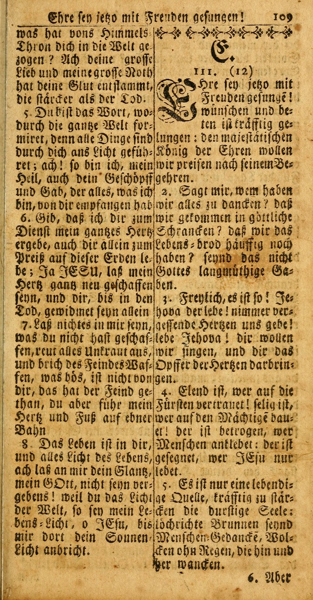 Das Kleine Davidische Psalterspiel der Kinder Zions: von alten und neuen auserlesenen Geistes-Gesängen allen wahren heuls-begierigen säuglingen der weisheit, infonderheit aber denen Gemeinden ... page 109