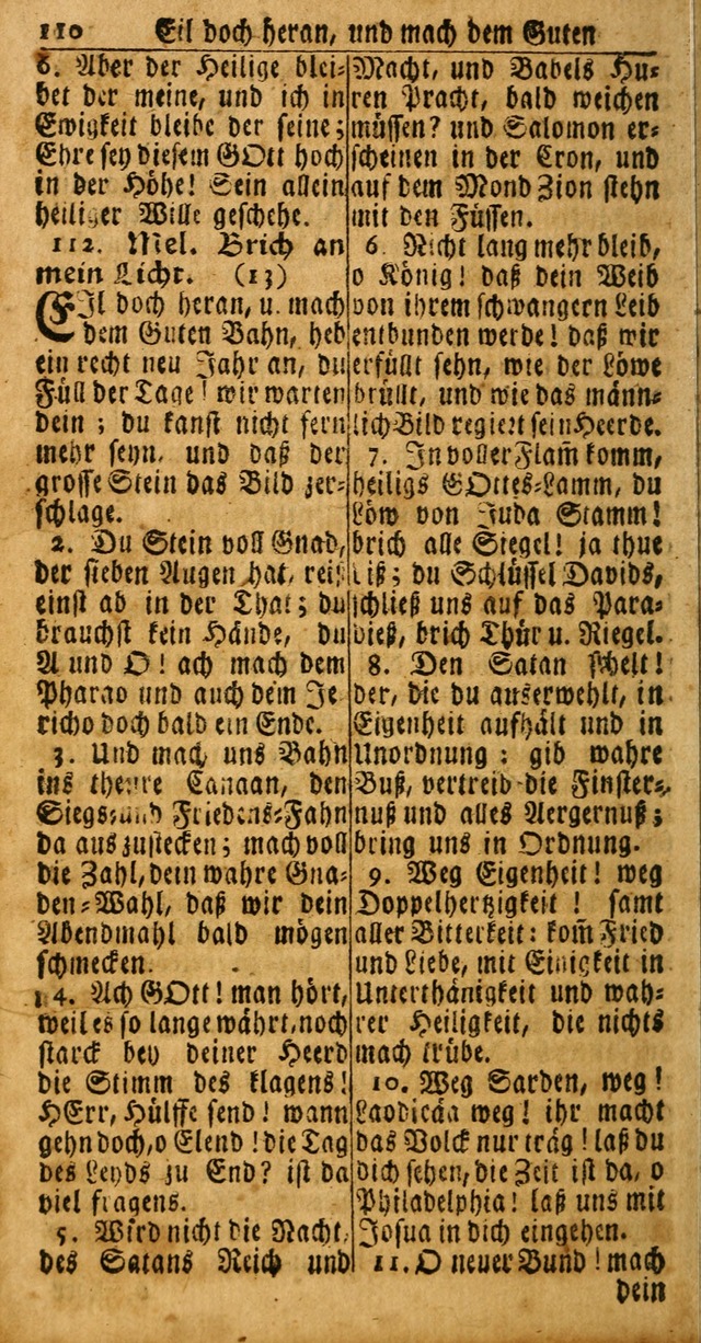 Das Kleine Davidische Psalterspiel der Kinder Zions: von alten und neuen auserlesenen Geistes-Gesängen allen wahren heuls-begierigen säuglingen der weisheit, infonderheit aber denen Gemeinden ... page 110