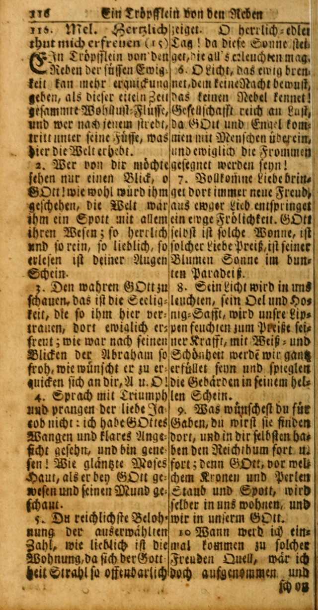 Das Kleine Davidische Psalterspiel der Kinder Zions: von alten und neuen auserlesenen Geistes-Gesängen allen wahren heuls-begierigen säuglingen der weisheit, infonderheit aber denen Gemeinden ... page 116