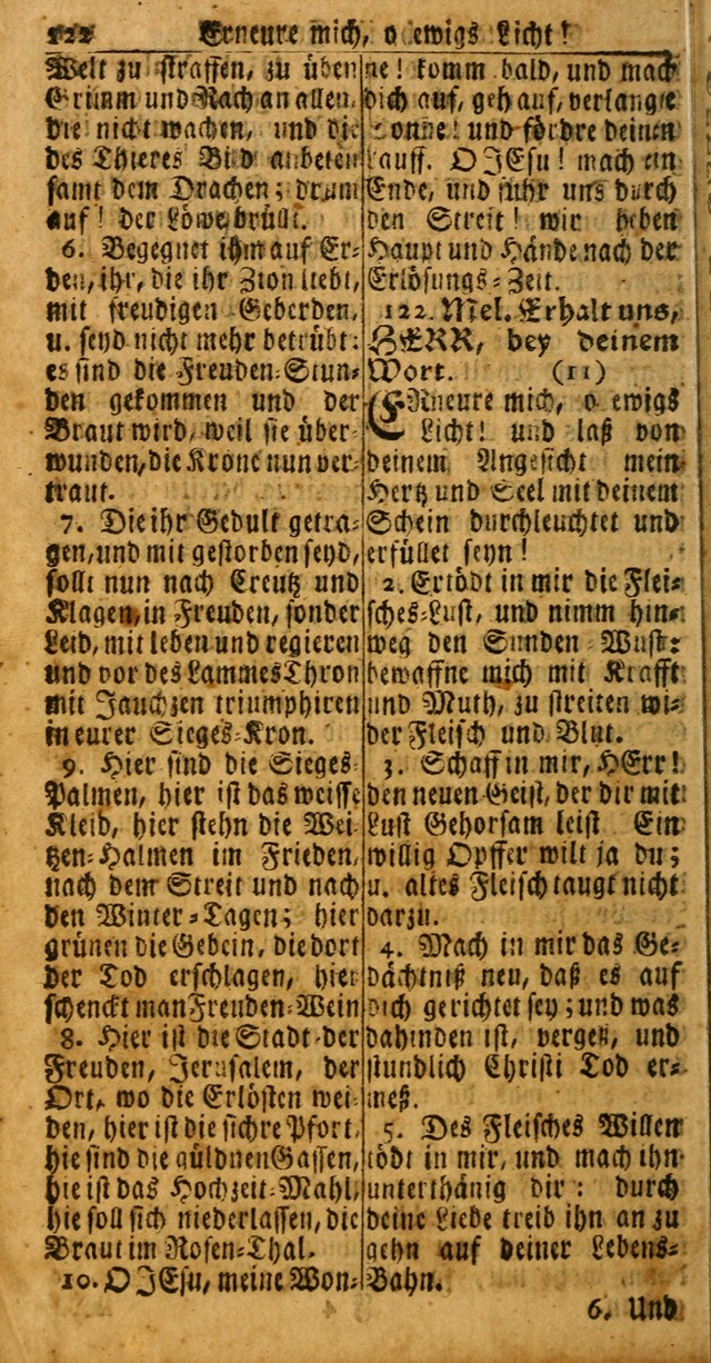 Das Kleine Davidische Psalterspiel der Kinder Zions: von alten und neuen auserlesenen Geistes-Gesängen allen wahren heuls-begierigen säuglingen der weisheit, infonderheit aber denen Gemeinden ... page 122