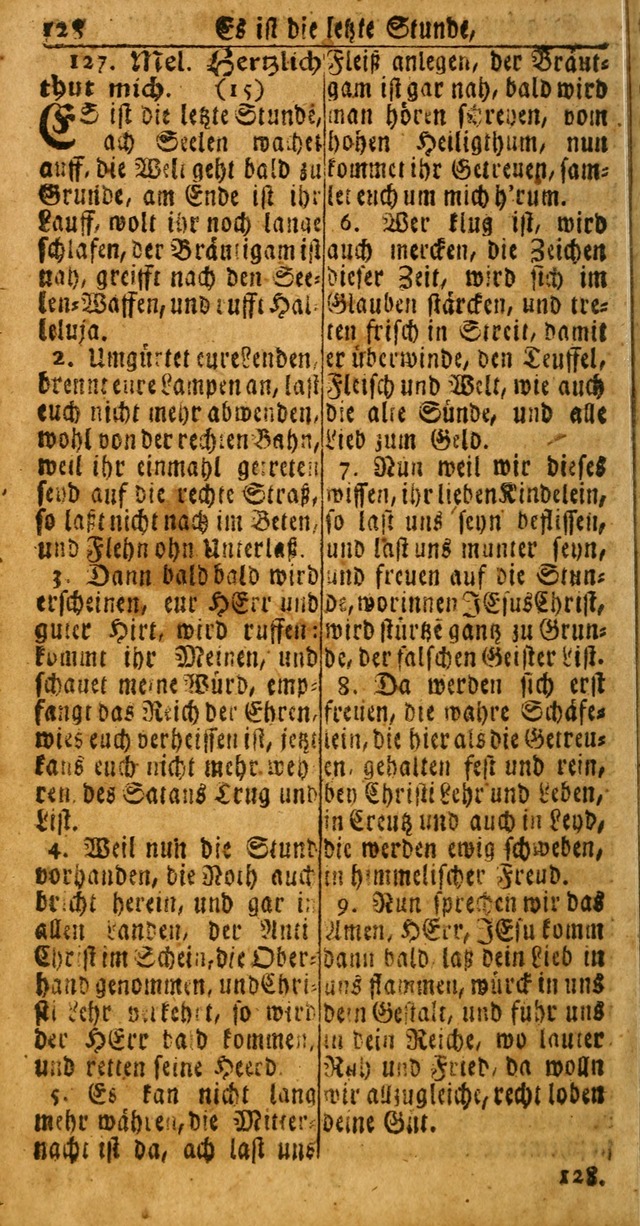 Das Kleine Davidische Psalterspiel der Kinder Zions: von alten und neuen auserlesenen Geistes-Gesängen allen wahren heuls-begierigen säuglingen der weisheit, infonderheit aber denen Gemeinden ... page 128