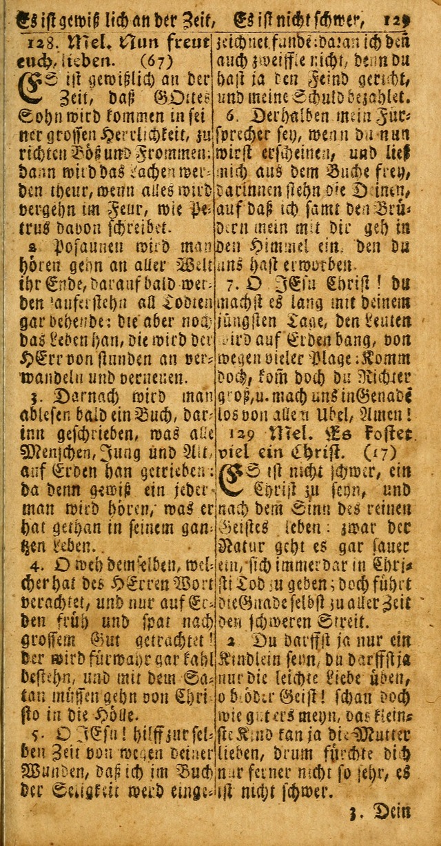 Das Kleine Davidische Psalterspiel der Kinder Zions: von alten und neuen auserlesenen Geistes-Gesängen allen wahren heuls-begierigen säuglingen der weisheit, infonderheit aber denen Gemeinden ... page 129