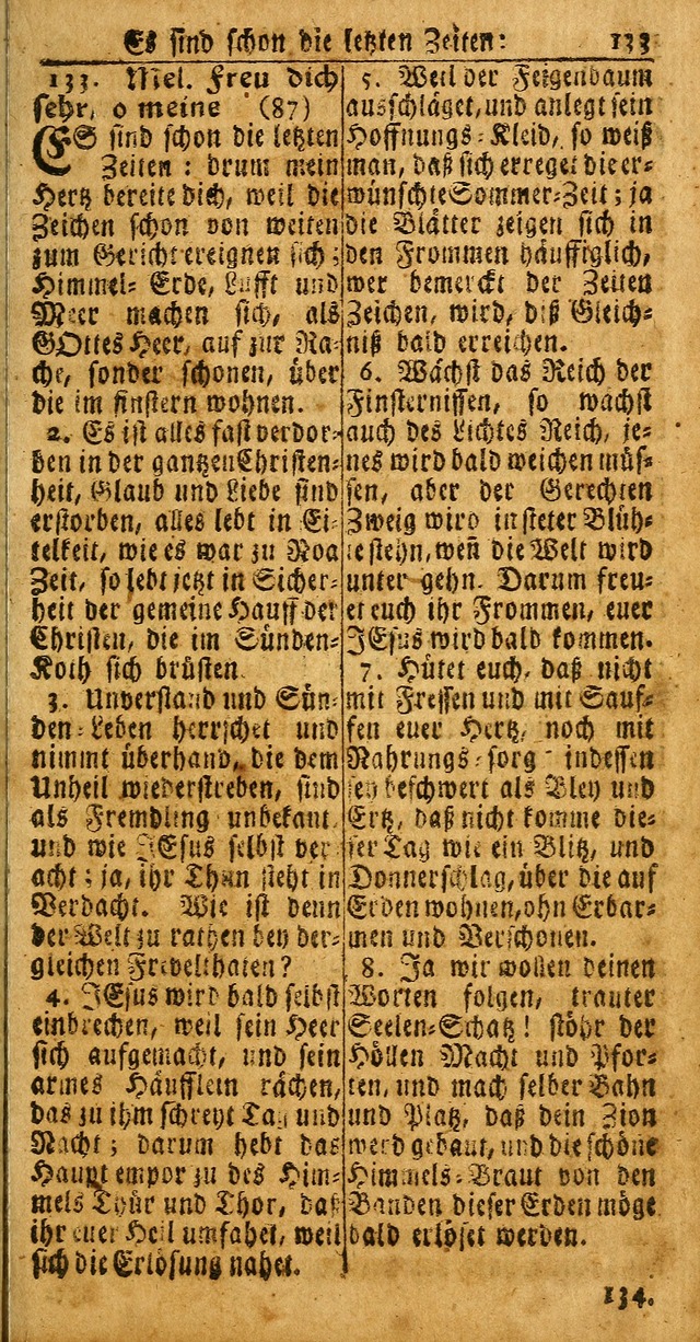 Das Kleine Davidische Psalterspiel der Kinder Zions: von alten und neuen auserlesenen Geistes-Gesängen allen wahren heuls-begierigen säuglingen der weisheit, infonderheit aber denen Gemeinden ... page 133