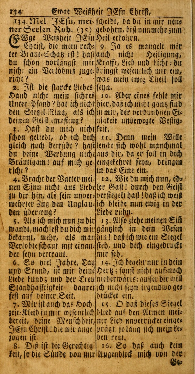 Das Kleine Davidische Psalterspiel der Kinder Zions: von alten und neuen auserlesenen Geistes-Gesängen allen wahren heuls-begierigen säuglingen der weisheit, infonderheit aber denen Gemeinden ... page 134