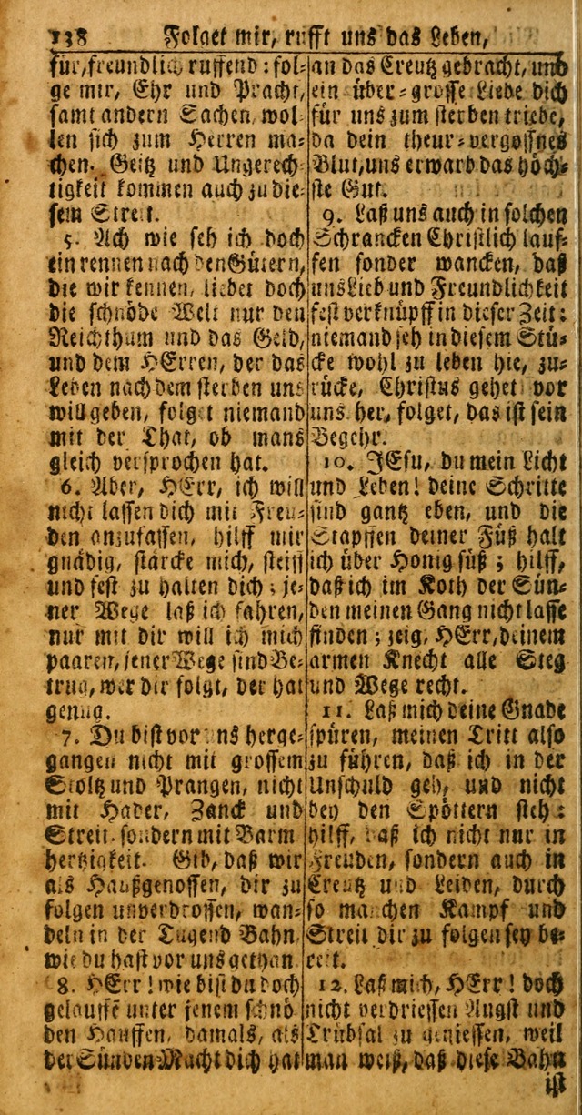 Das Kleine Davidische Psalterspiel der Kinder Zions: von alten und neuen auserlesenen Geistes-Gesängen allen wahren heuls-begierigen säuglingen der weisheit, infonderheit aber denen Gemeinden ... page 138