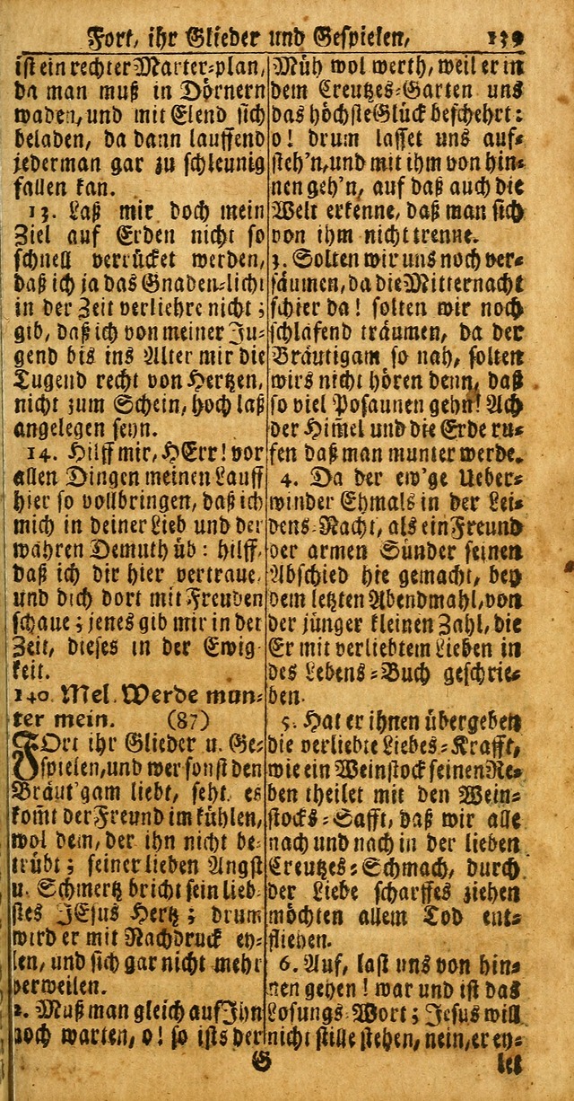 Das Kleine Davidische Psalterspiel der Kinder Zions: von alten und neuen auserlesenen Geistes-Gesängen allen wahren heuls-begierigen säuglingen der weisheit, infonderheit aber denen Gemeinden ... page 139