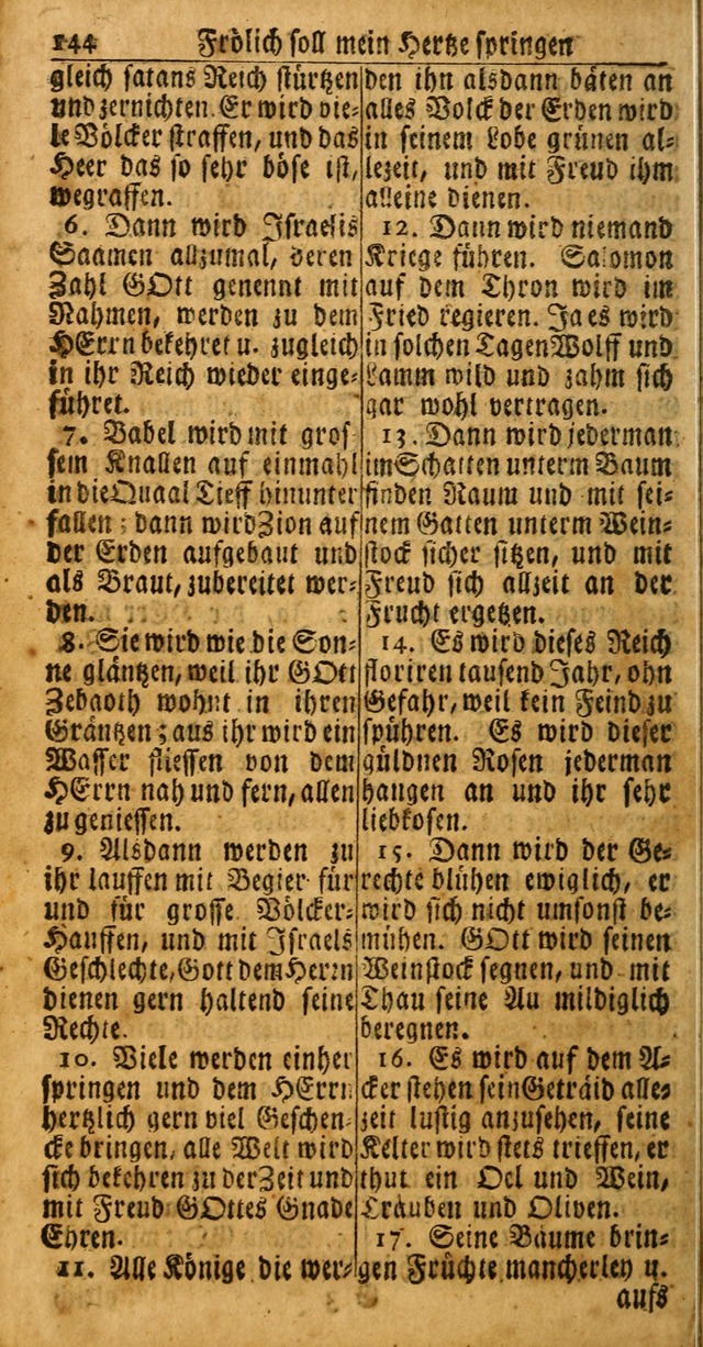 Das Kleine Davidische Psalterspiel der Kinder Zions: von alten und neuen auserlesenen Geistes-Gesängen allen wahren heuls-begierigen säuglingen der weisheit, infonderheit aber denen Gemeinden ... page 144