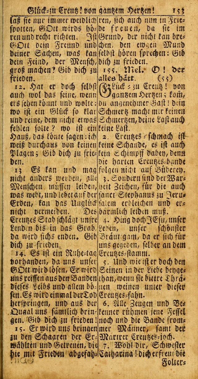 Das Kleine Davidische Psalterspiel der Kinder Zions: von alten und neuen auserlesenen Geistes-Gesängen allen wahren heuls-begierigen säuglingen der weisheit, infonderheit aber denen Gemeinden ... page 153