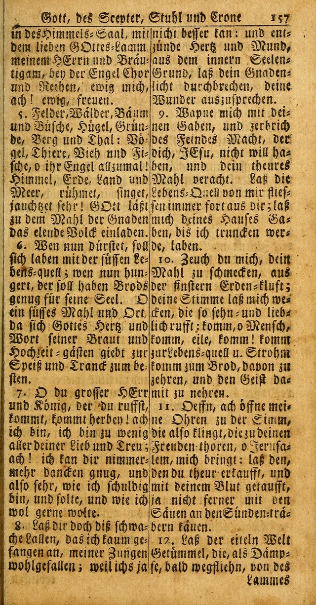 Das Kleine Davidische Psalterspiel der Kinder Zions: von alten und neuen auserlesenen Geistes-Gesängen allen wahren heuls-begierigen säuglingen der weisheit, infonderheit aber denen Gemeinden ... page 157