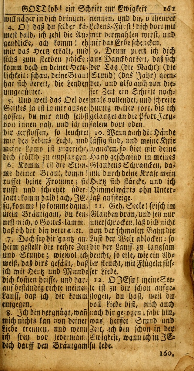 Das Kleine Davidische Psalterspiel der Kinder Zions: von alten und neuen auserlesenen Geistes-Gesängen allen wahren heuls-begierigen säuglingen der weisheit, infonderheit aber denen Gemeinden ... page 161