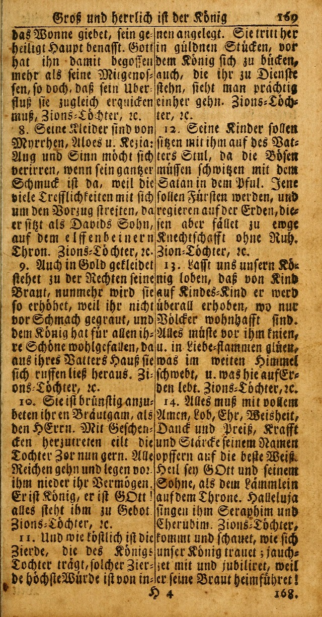 Das Kleine Davidische Psalterspiel der Kinder Zions: von alten und neuen auserlesenen Geistes-Gesängen allen wahren heuls-begierigen säuglingen der weisheit, infonderheit aber denen Gemeinden ... page 169